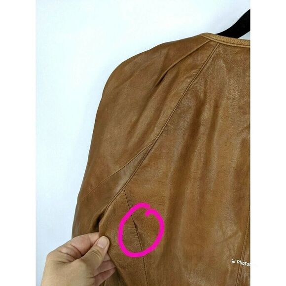 Anthropologie June Genuine Leather Jacket Medium Tan Silk Lined - Picture 9 of 12